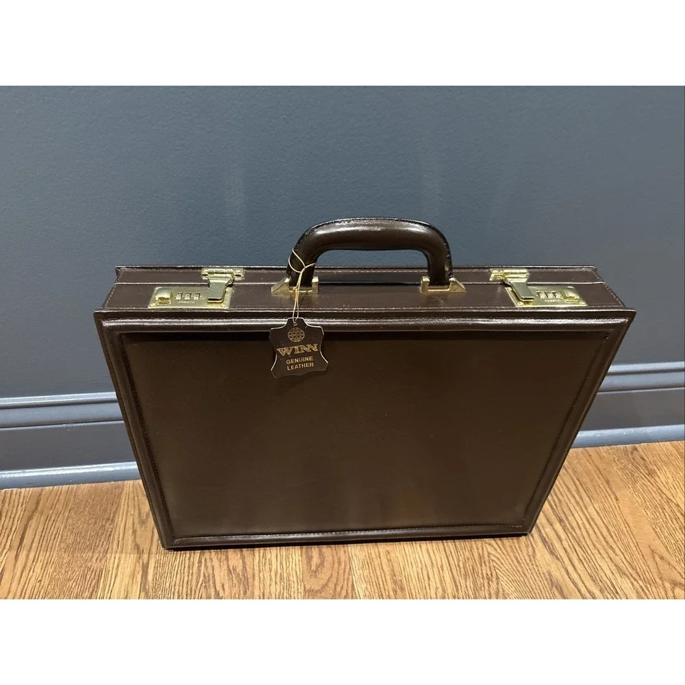 Leather Presto Briefcase Classic Brown Leather